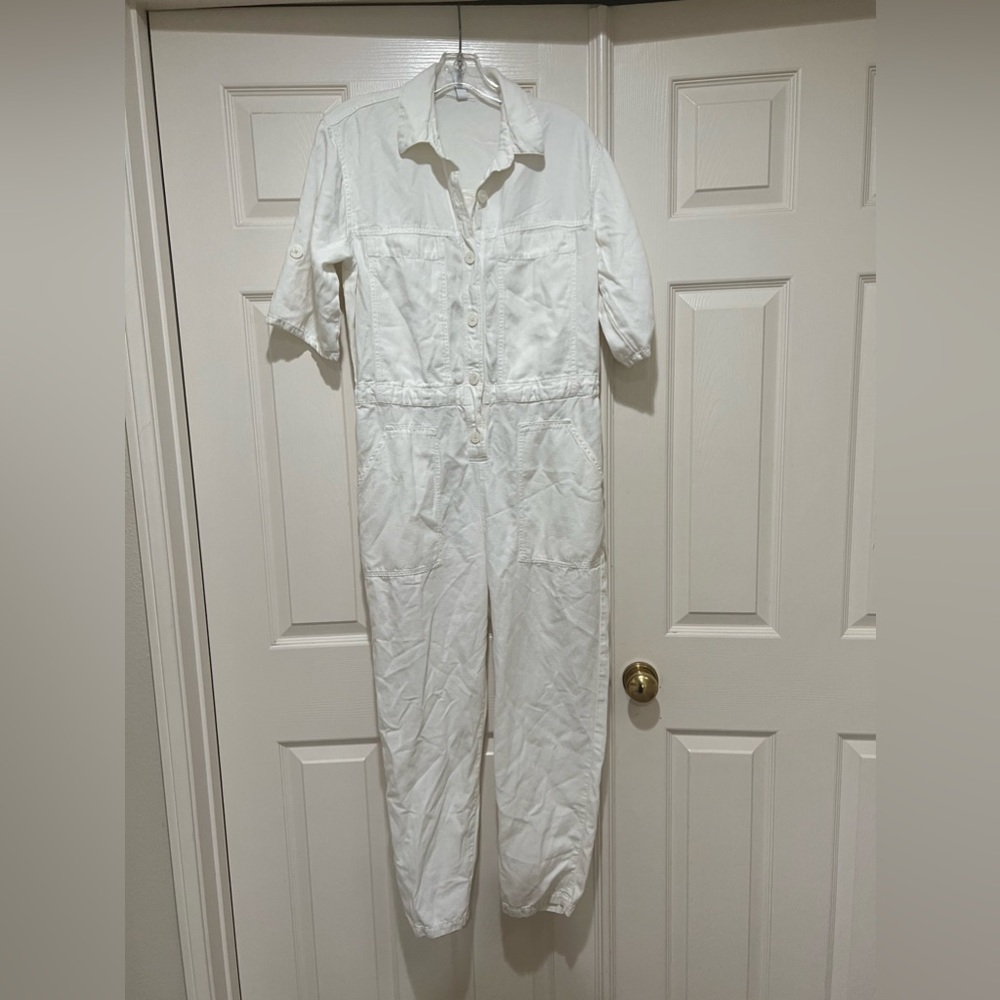 Zara Women’s White Rustic Button Up Utility Jumpsuit Size Small - Picture 8 of 10